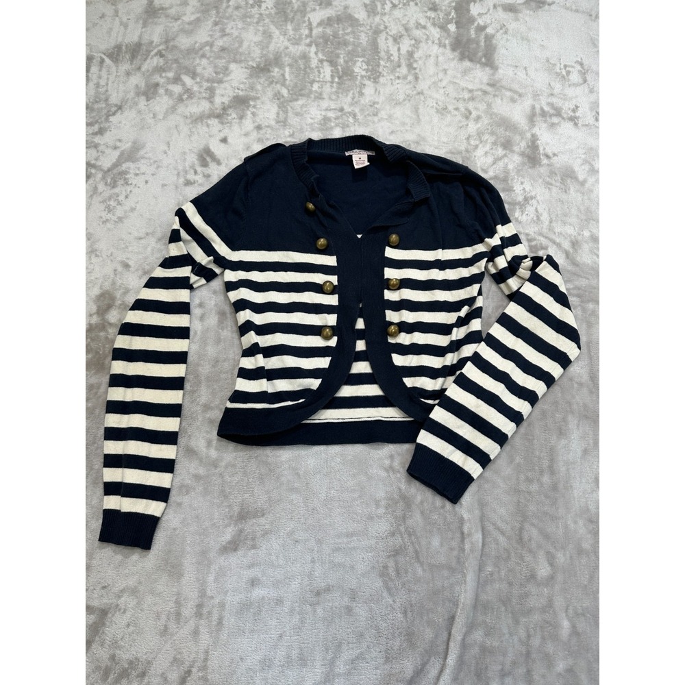 Glimmer J.J. Basics Sweater Women's Size Medium Navy & White Stripes Pullover GC